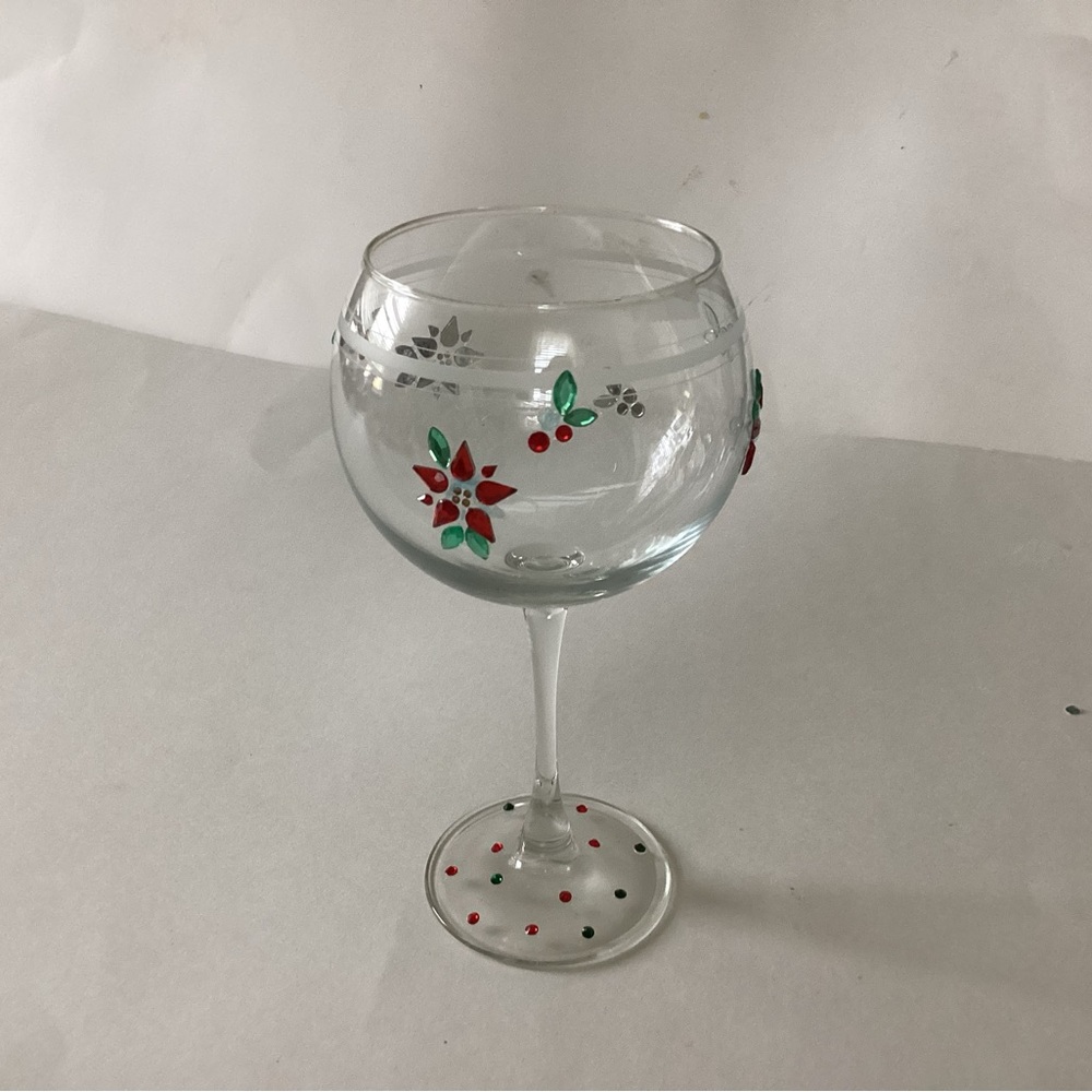 Hand Crafted Festive Glass with Red and Green Accents